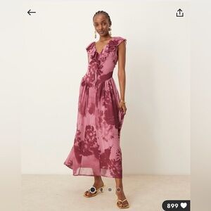 ASOS DESIGN Floral ruffle midi dress